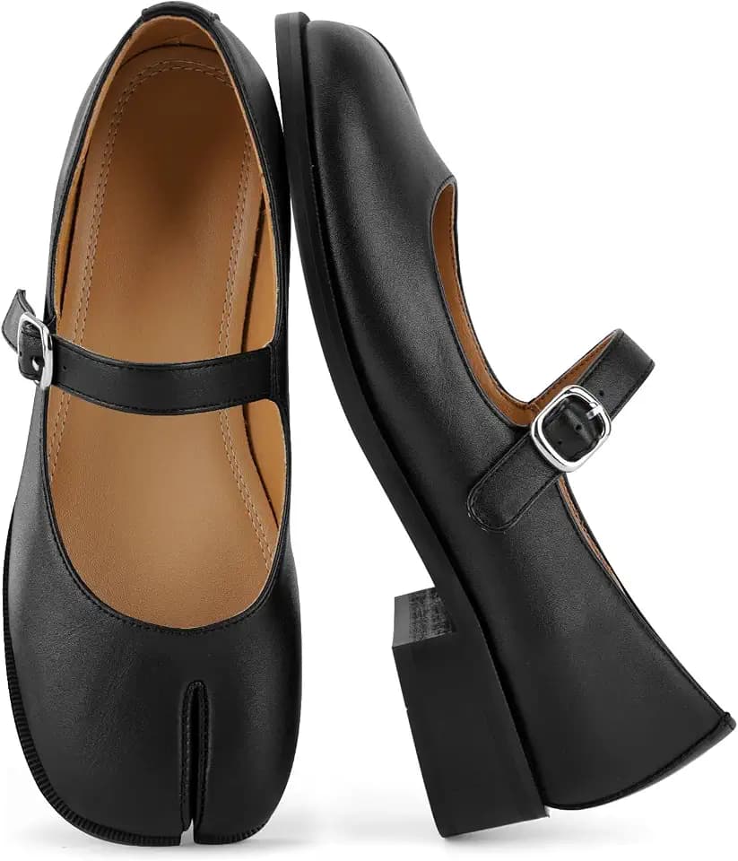Tabi Split Toe Mary Jane Flats Women Work Casual Dress Ballet Shoes
