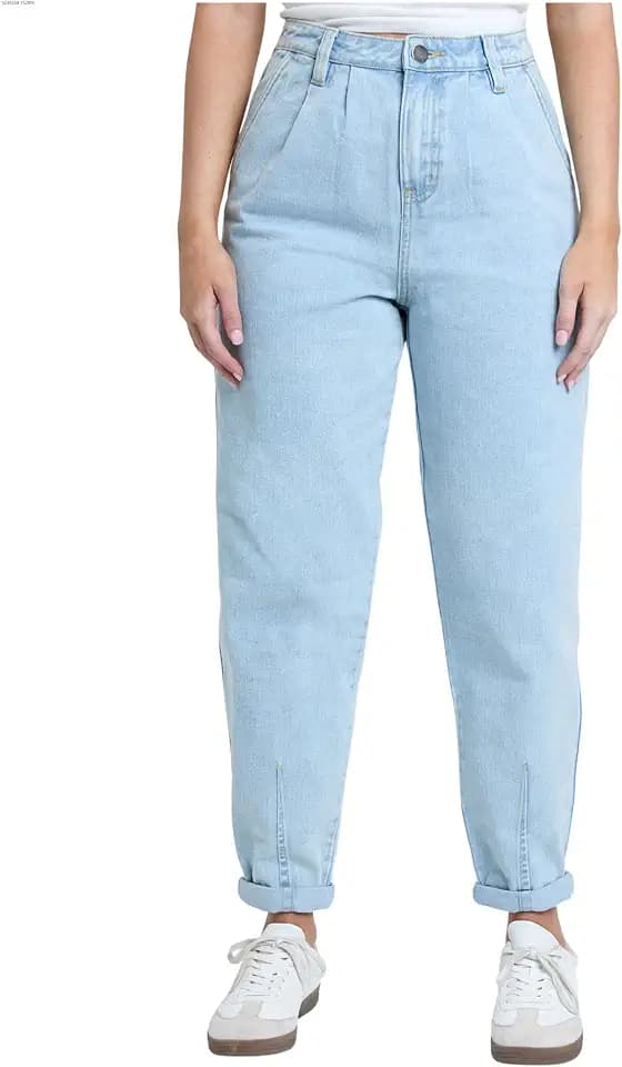 YMI Women's Women's Pleated Mom Jeans