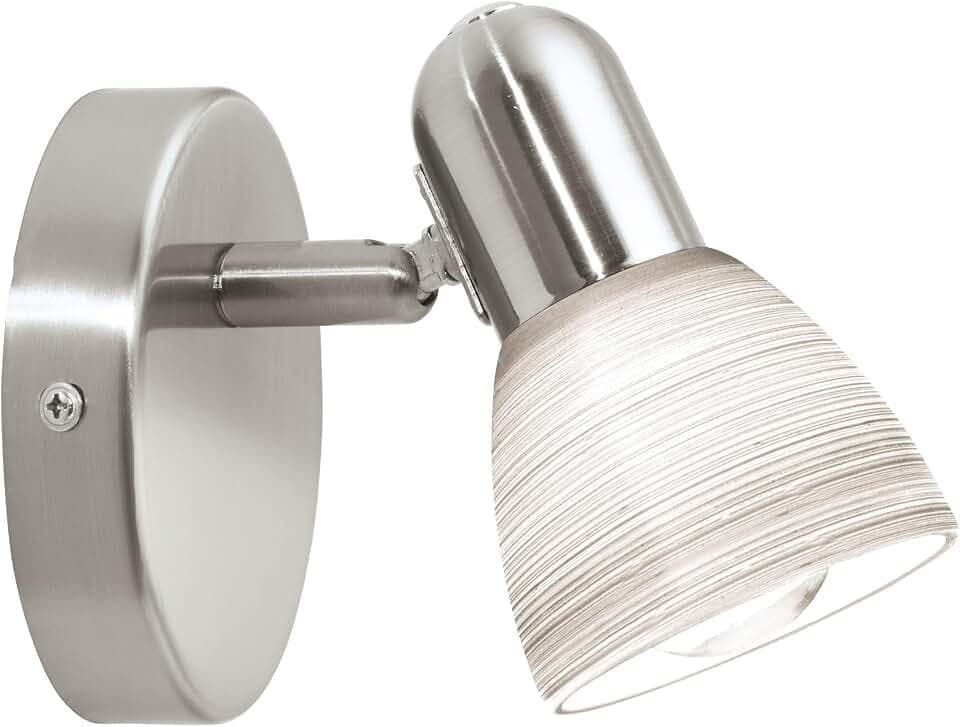 EGLO Wandlampe Dakar 1, 1 flammige Wandleuchte | Wandspot aus Stahl in silber, Milchglas mit Wischtechnik, weiß, E14 Fassung