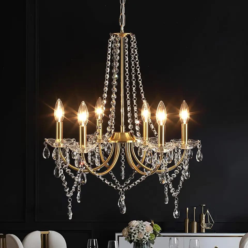 Crystal Gold Chandeliers for Dining Room Modern Ceiling Light Fixture