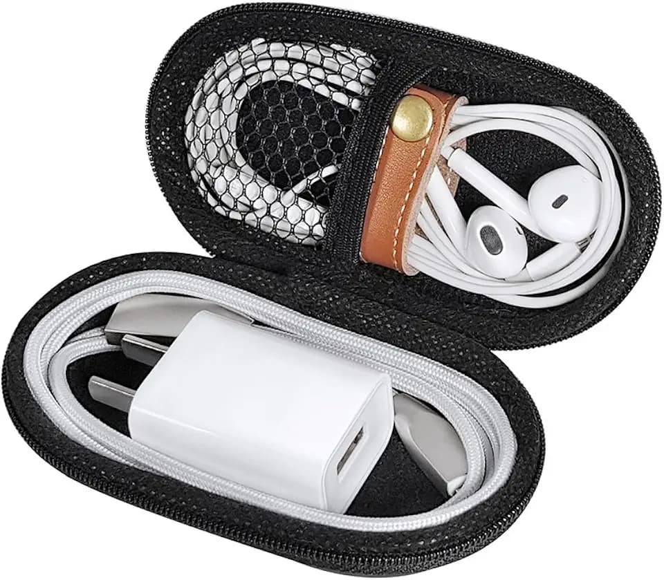 ZFRE Headphones Carrying Case, Travel Portable Storage Bags for Bluetooth Wireless Headphones, Cords, Cable, iPhones Earbuds, Charger, Airpods, USB Flash Driver, MP3(Oval)