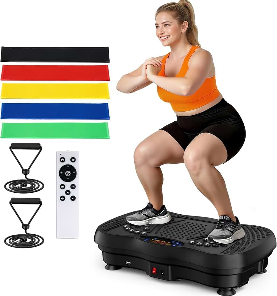 Vibration Plate Exercise Machine, 130 Levels Full Body Workout Vibrating Plate for Lymphatic Drainage Weight Loss, 450 Lbs Capacity Shake Platform with Bluetooth for Women Men