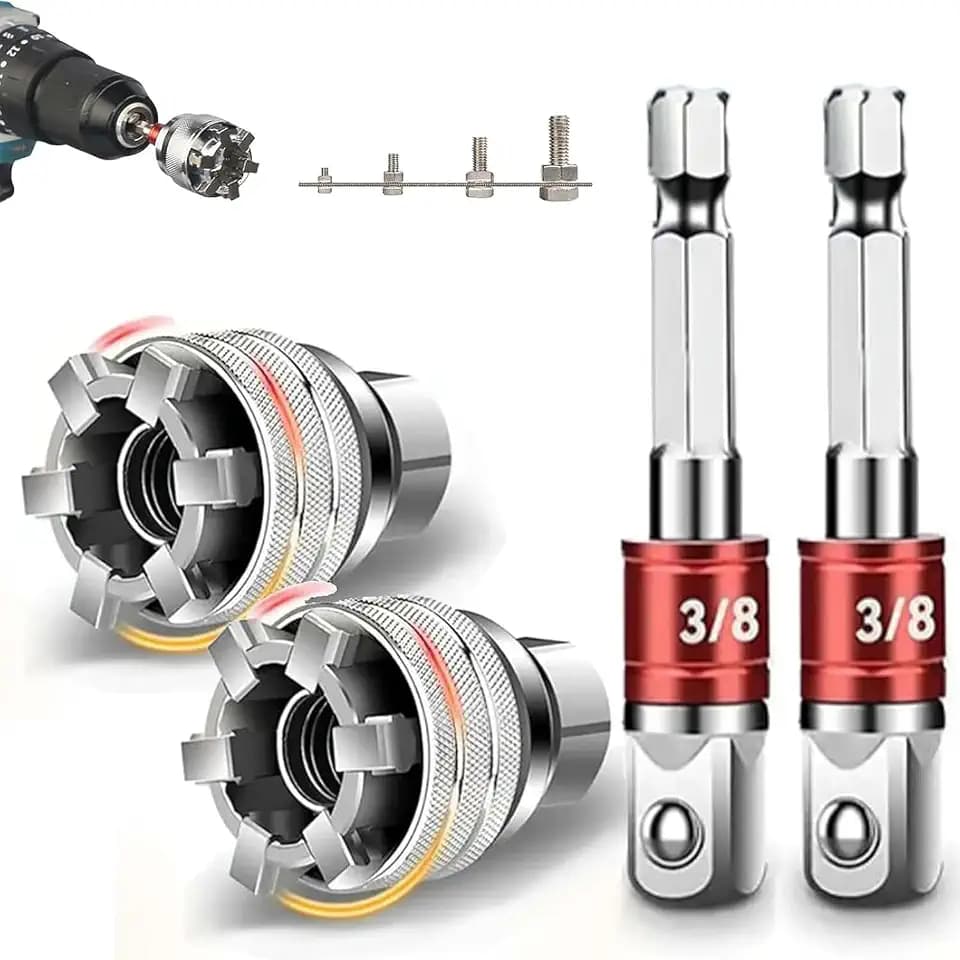 New 2 Sets Adjustable Universal Socket Wrench Tool Set - Multi-Function 10mm-19mm Universal Maintenance Socket for 3/8" Drive Ratchet, Torque Wrench & Power Drill