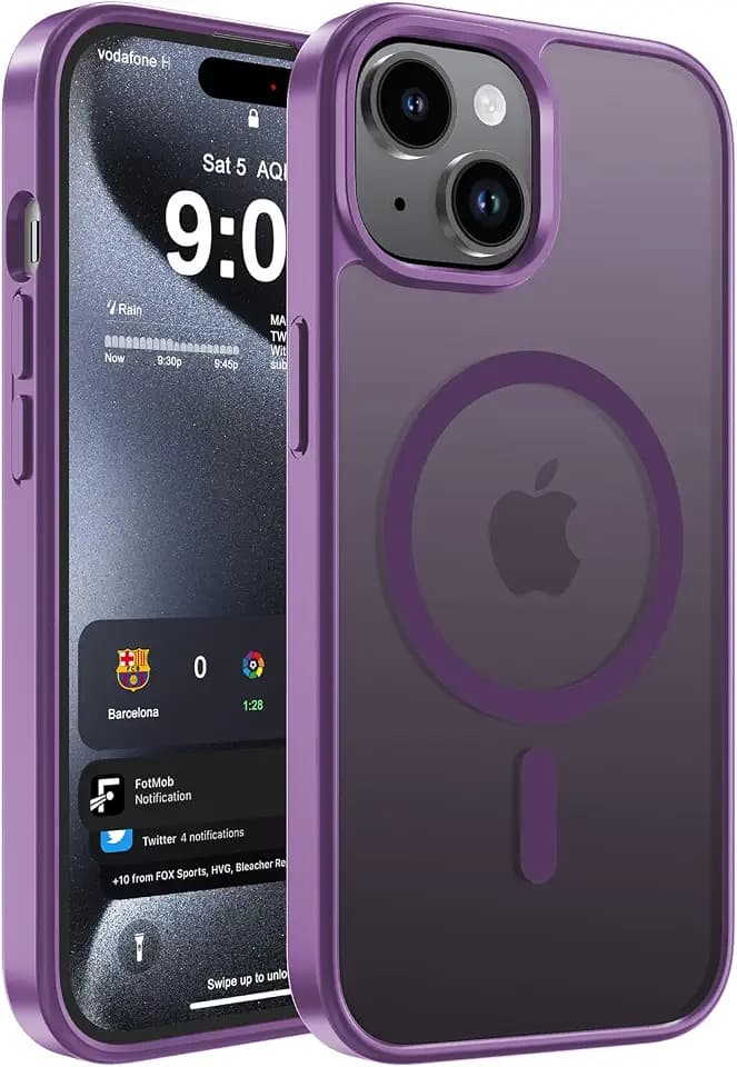 WRJ Magnetic Case for iPhone 13/iPhone 14 6.1-Inch,iPhone 15 Case,Purple