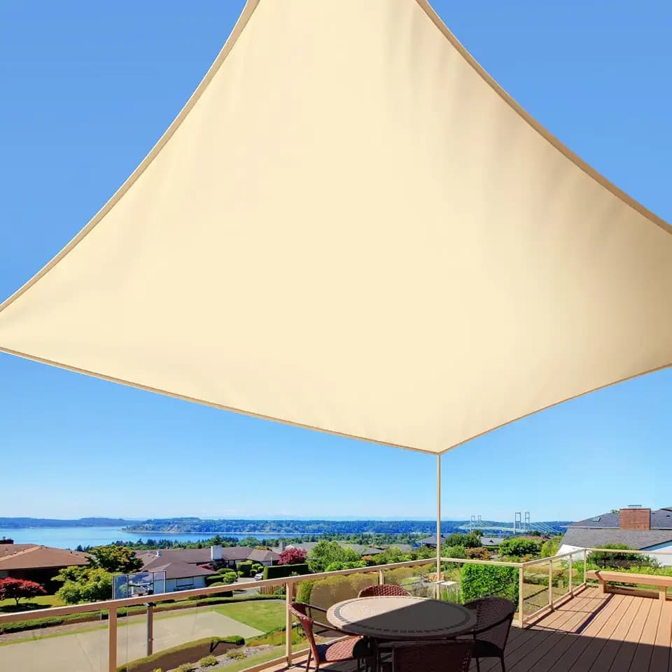 Waterproof Sun Shade Sail 8' x 10' Rectangle UV Block Sunshade,Heavy Duty Permeable 185GSM Backyard Shade for Backyard Yard Deck Patio Garden Outdoor Activities and Facility-Beige(Beige, 8 X 10 FT)