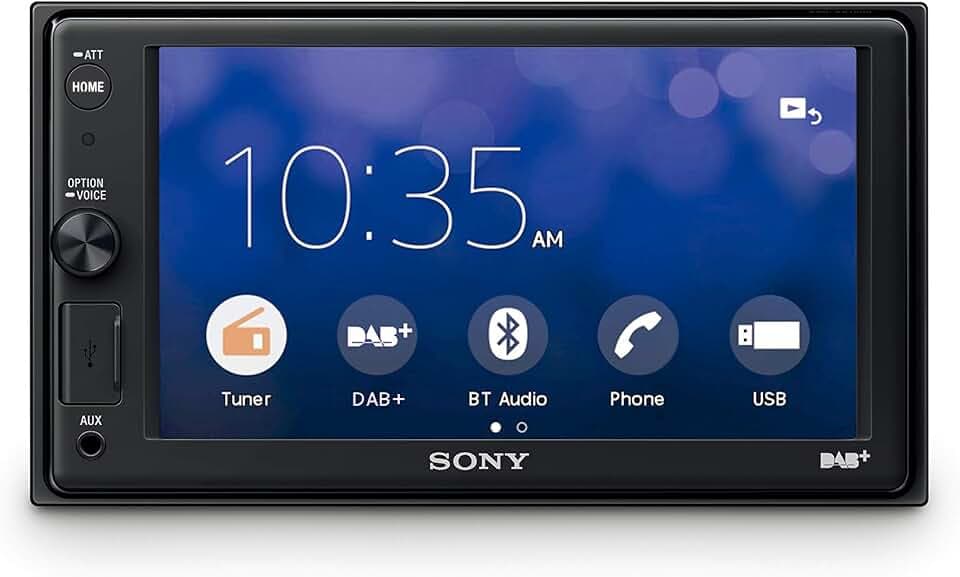 Sony XAV-AX1005KIT DAB+ Media Receiver, Touchscreen 6,2 Zoll, mit Bluetooth und Apple CarPlay und DAB+ Antenne inklusive, Schwarz