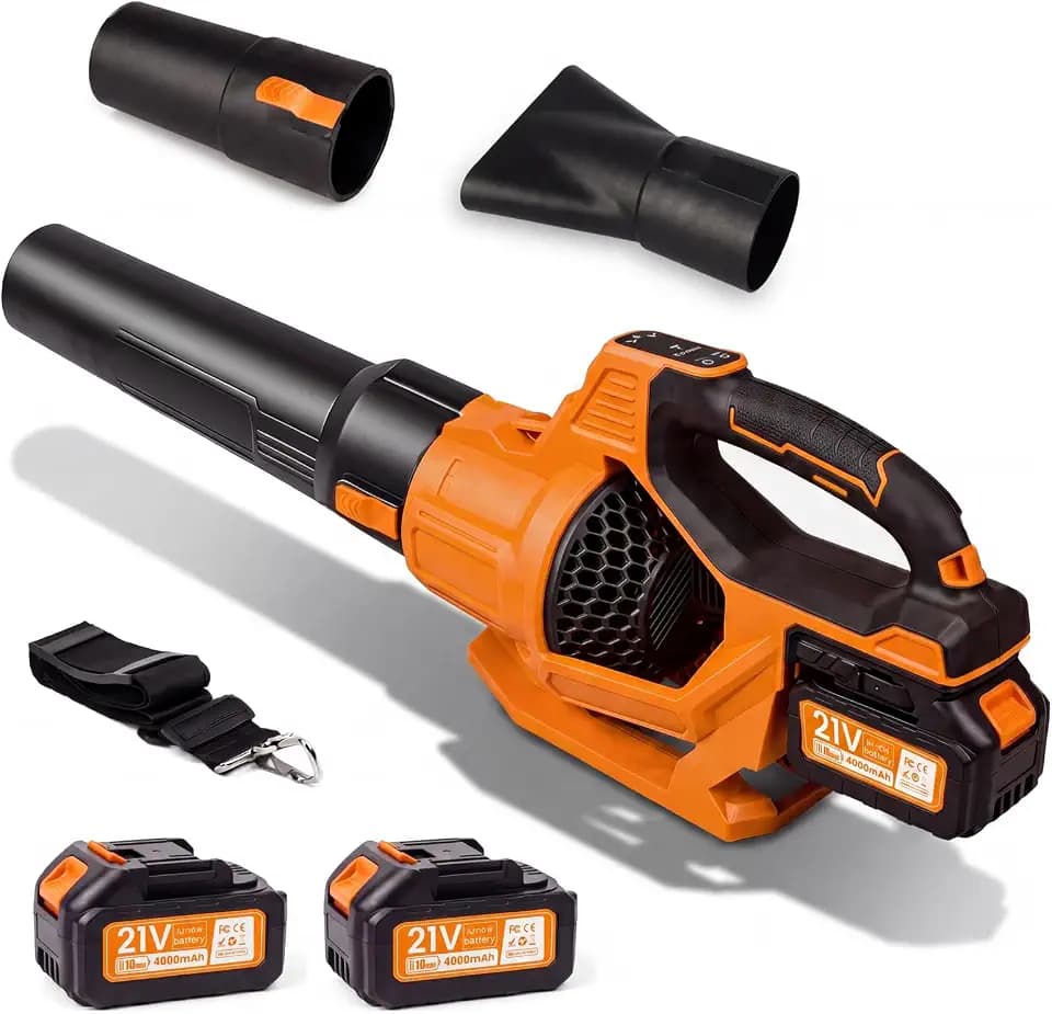 Leaf Blower Powerful Electric Cordless - 650CFM/200MPH, 21V Cordless Leaf Blower with 2 x 4.0Ah Batteries and Charger, Battery Powered Leaf Blowers for Lawn Care, Patio, Yard, Dust, Snow