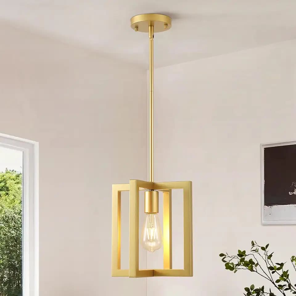 Klgxnrd Mini Modern Farmhouse Gold Pendant Lighting for Kitchen Island, Adjustable Industrial Entryway Light Fixture Hanging for for Hallway Bedroom Dining Room Closet