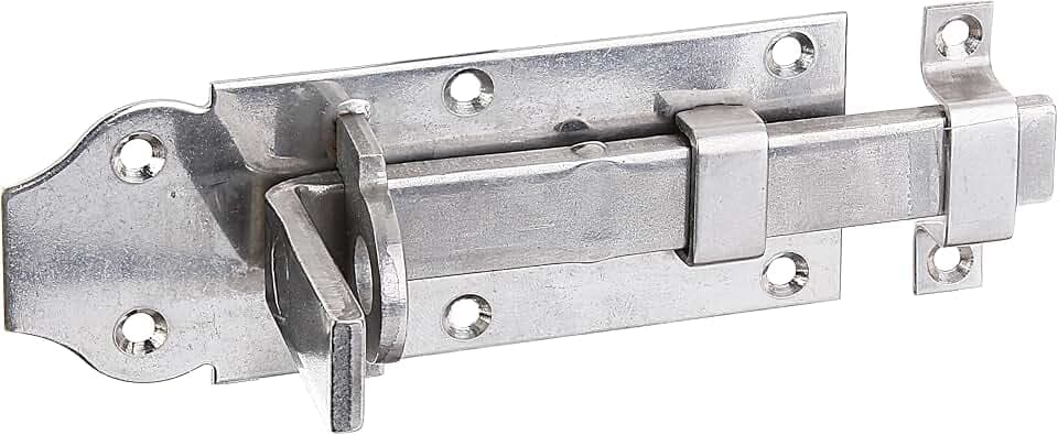 Alberts 841010 Schlossriegel | gerade, mit flachem Griff und befestigter Schlaufe | Edelstahl | Platte 120 x 45 mm | 10er Set