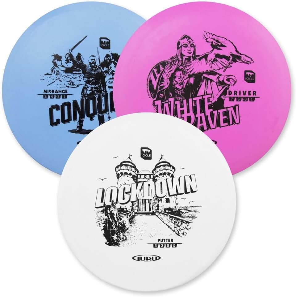 Guru Disc Golf Starter Set, 3 Frisbee-Scheiben für Jede Entfernung, Funsport im Freien für Kinder und Erwachsene – Driver, Midrange, Putter