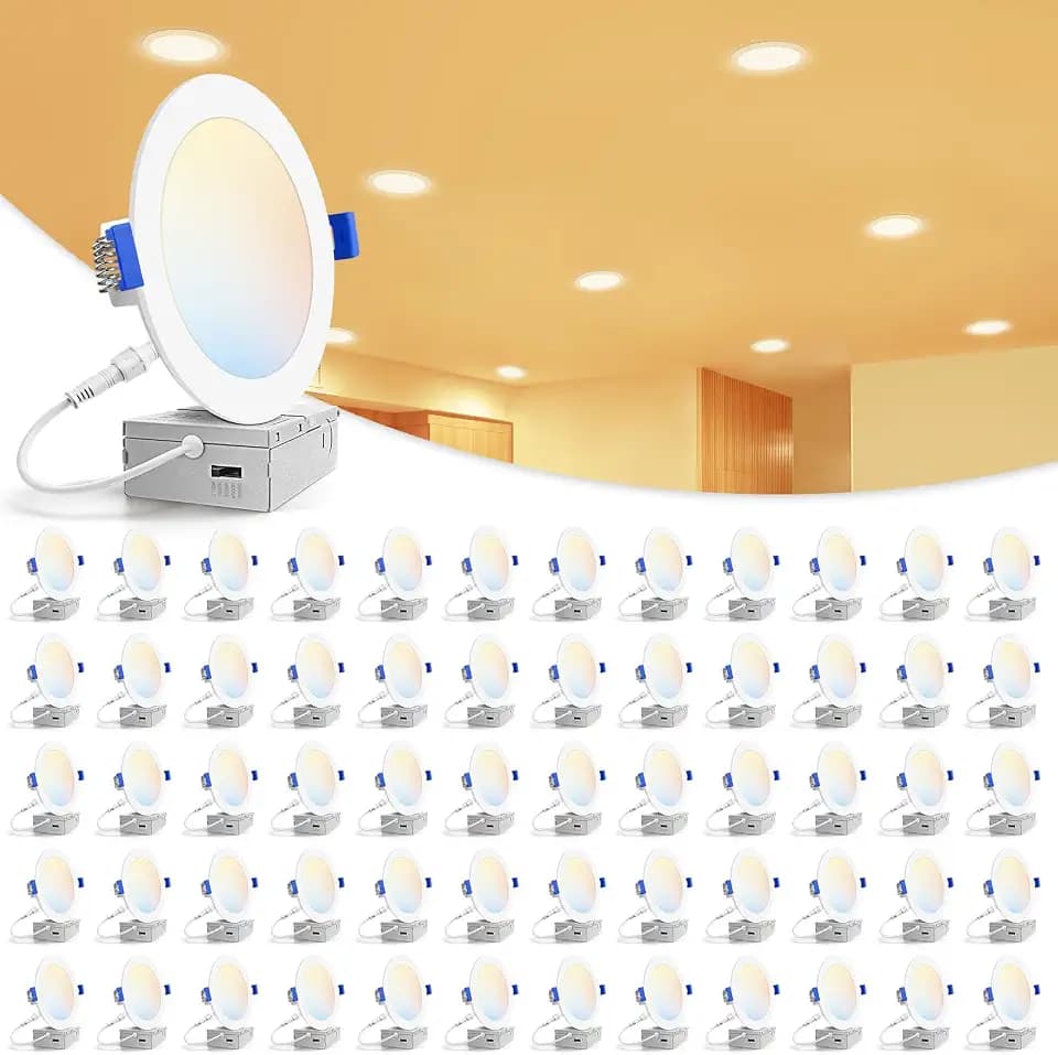 VOLISUN 60 Pack 6 inch Recessed Lighting, 5CCT Ultra-Thin, 1080Lumen