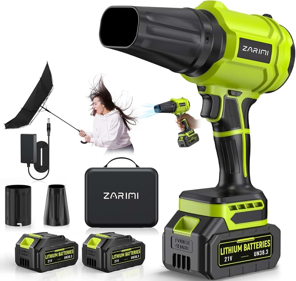 YUQUESEN Cordless Leaf Blower, 980,000 RPM Handheld Leaf Blower with 2 Batteries & Charger, Lightweight Leaf Blowers for Patio, Lawn, Leaves, Dust - Pale Green