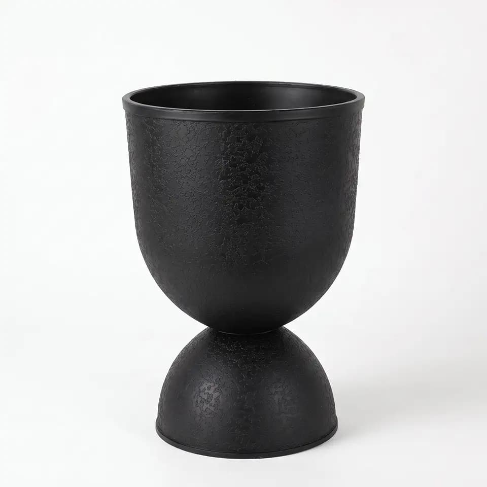 KOL 23 Inch Tall Planters, Black Plastic Urn Planters, 1 Pack
