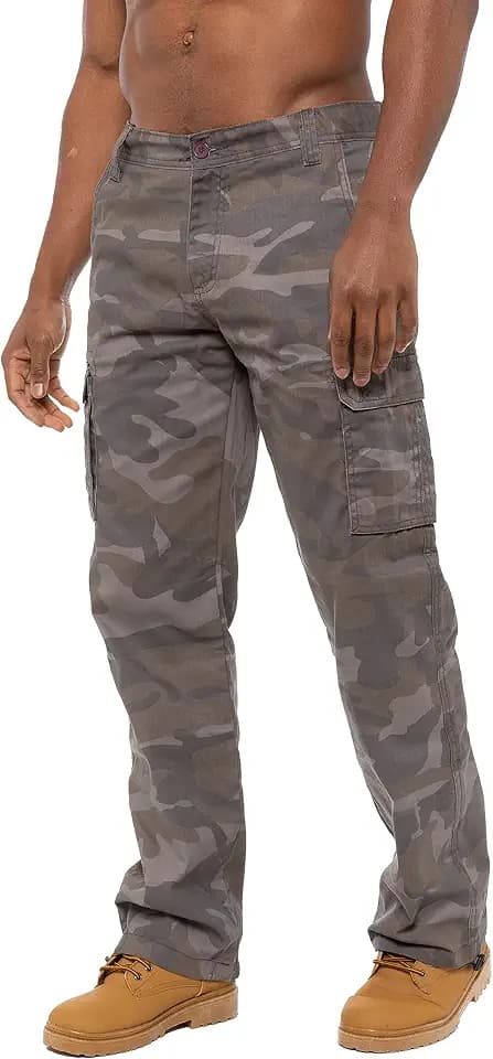Brand Kruze Mens Cargo Combat Trousers KZ116 Camouflage Green Camo Summer Pants Jeans All Waist Sizes