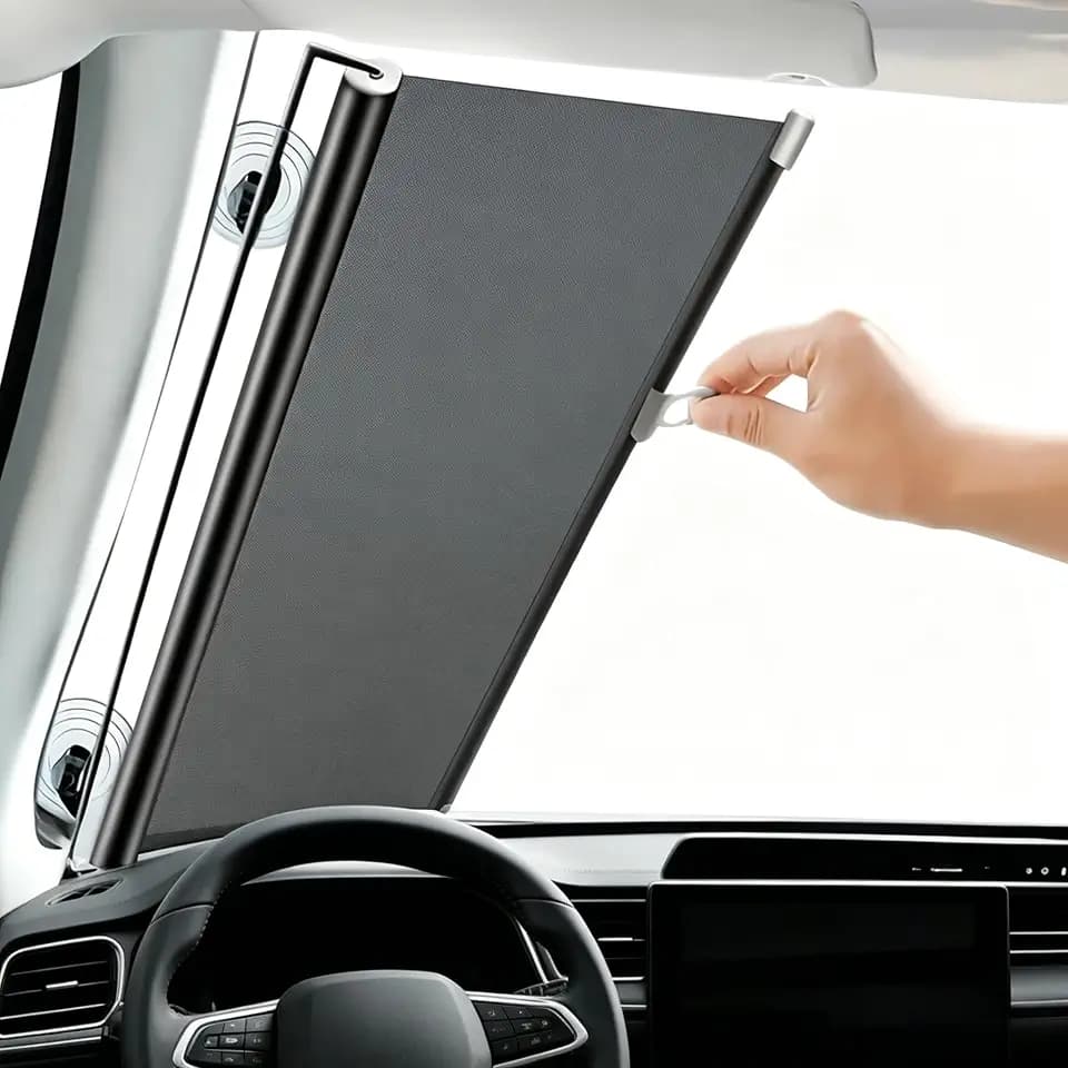 1PC Retractable Car Window Roller Sunshade, Heat Blocking Automotive Visor with Telescopic Pull Design for Interior Sun Protection and Easy Storage
