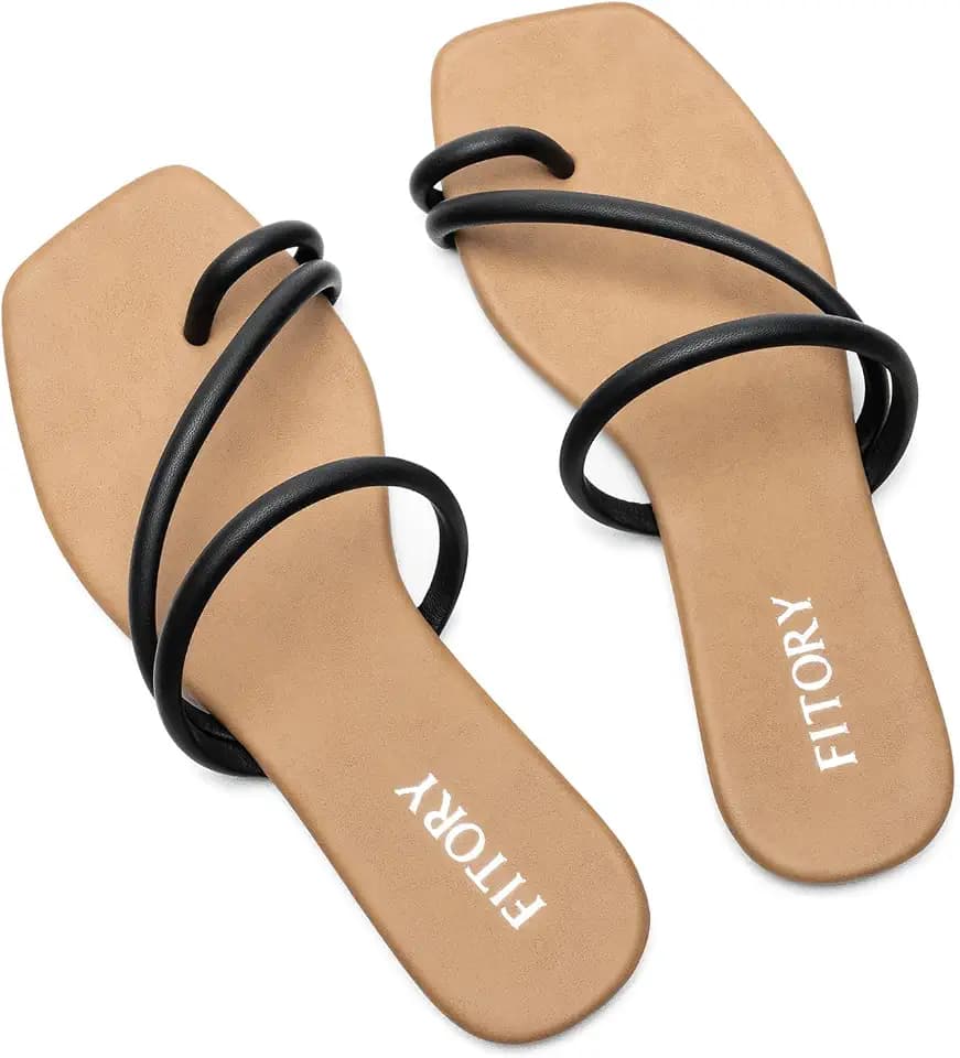 FITORY Women's Slide Sandals, Chic Cross-Strap & Comfy Flat shoes for Summer