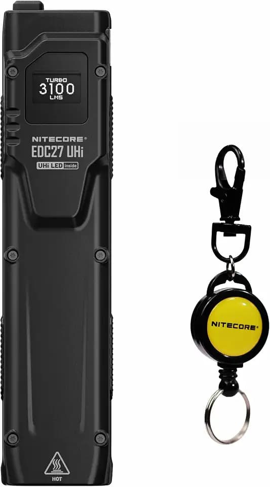 Nitecore EDC27 UHi 3100 Lumen Ultra Slim High Performance EDC Taschenlampe mit einziehbarem Schlüsselanhänger