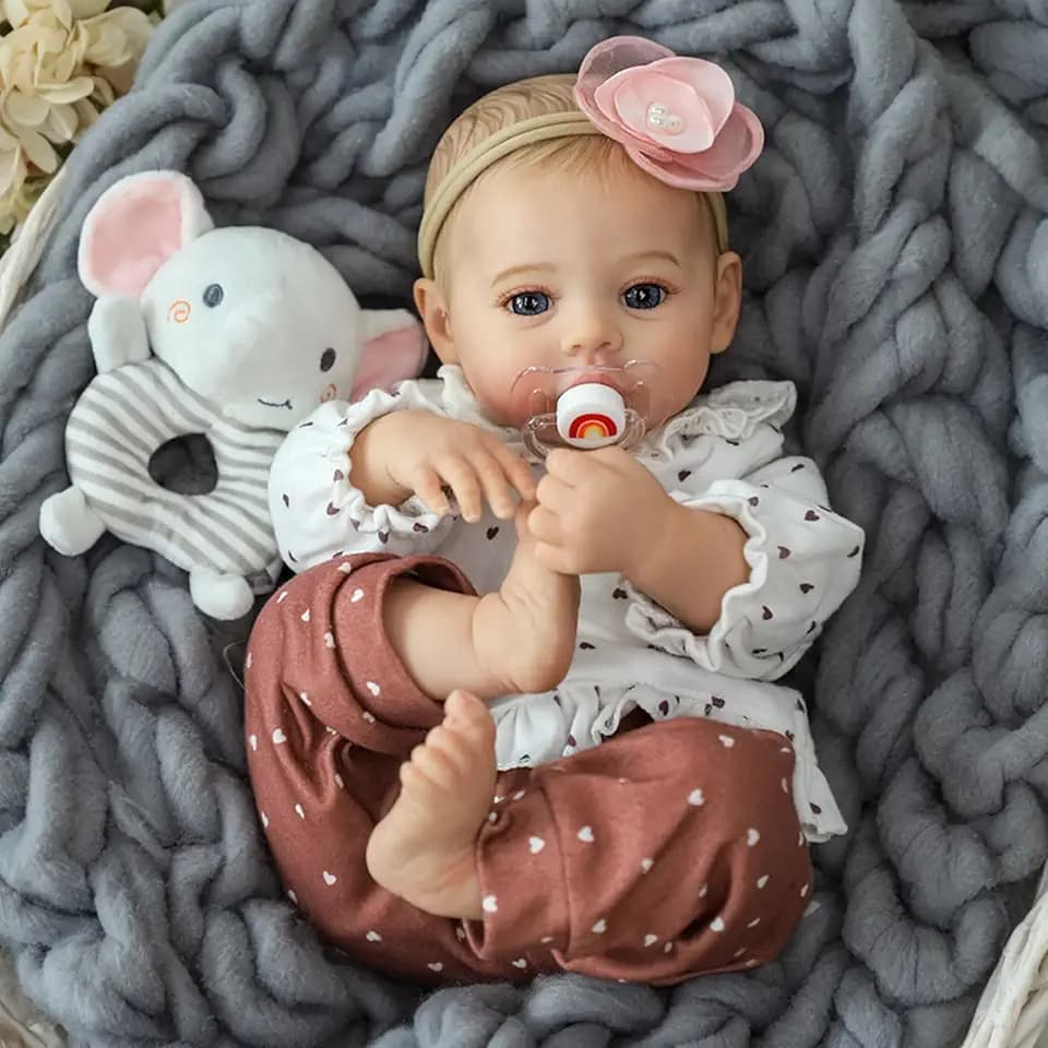 KSBD Reborn Baby Dolls - 18 Inch Realistic Baby Doll Girl, Real Life Baby Dolls with Cute Soft Vinyl Body, Real Baby Doll Newborn Lifelike Baby Gift with Accessories for 3+ Years Old Kids