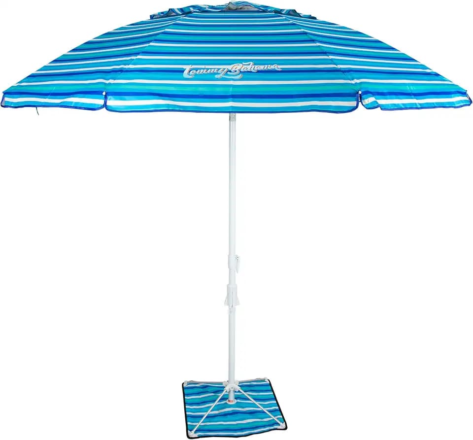 Tommy Bahama ANCHORX Adjustable Beach Umbrella Base System with Sand Anchor and Carrying Bag, SPF 50+ Protection Portable Outdoor Market Umbrella