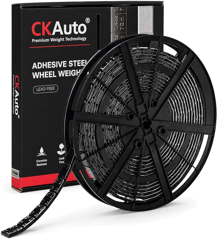 CKAuto 1/2oz, 0.5oz, Adhesive Stick-On Wheel Weights, Black, 9.24 Lb Roll