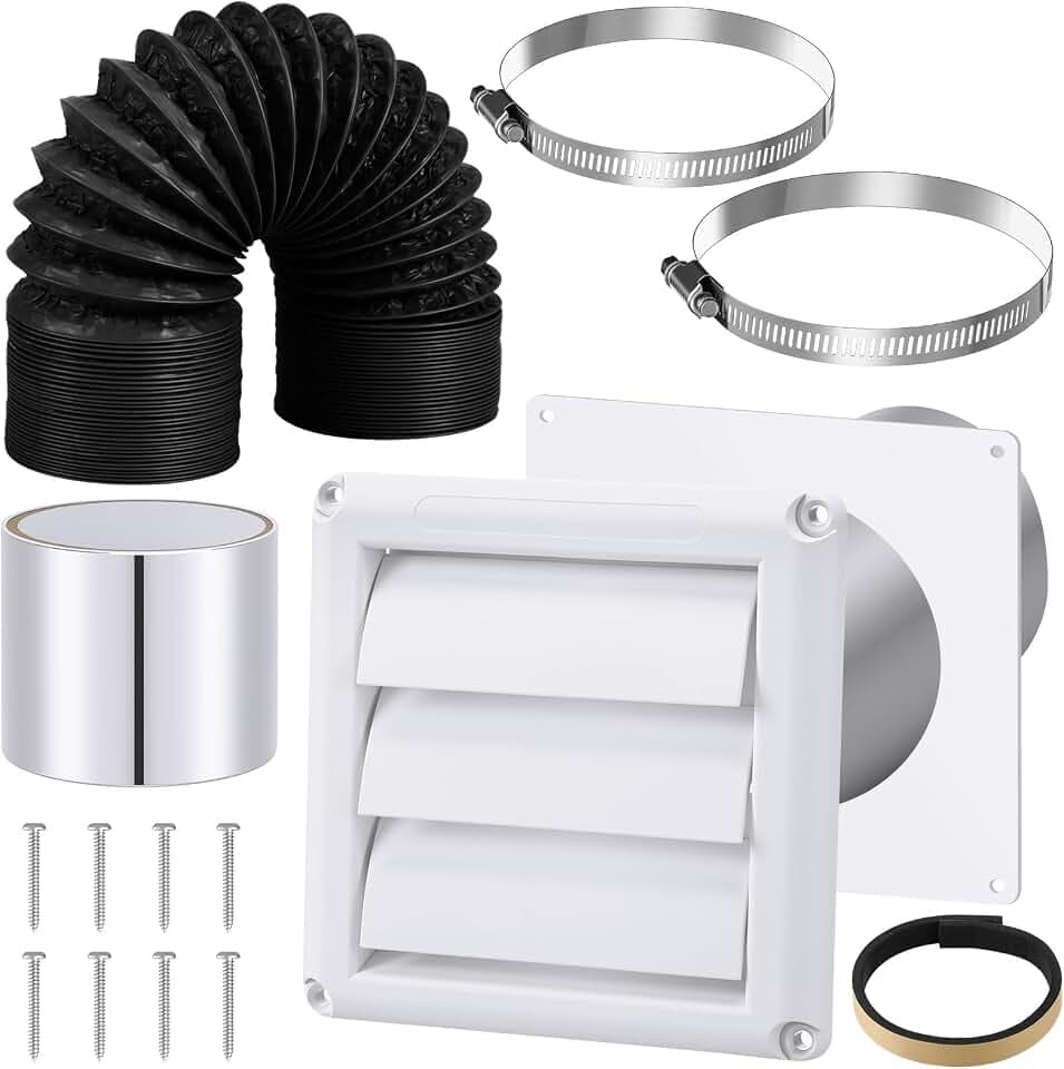 Glooglitter 4 Inch Dryer Vent Kit, Exhaust Ducting Through Wall,Black