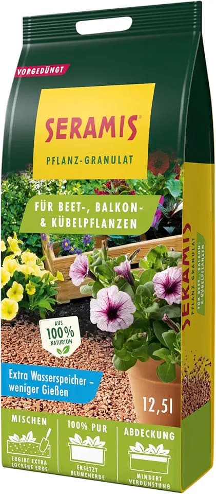 Seramis Pflanz-Granulat für Beet-, Balkon- & Kübelpflanzen, 12,5 l - Tongranulat, Pflanzenerde Ersatz zur Wasser- und Nährstoffspeicherung