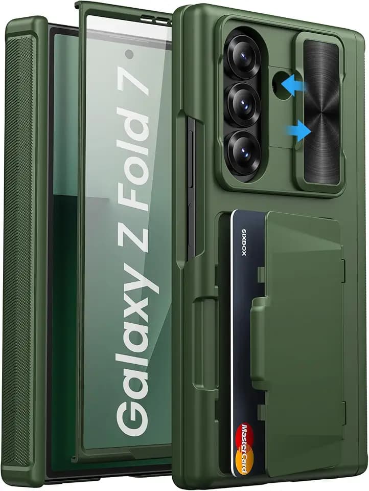 for Samsung Galaxy Z Fold 7 Case with Card Holder, Green