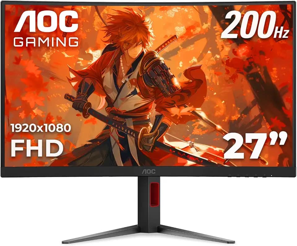 AOC 27 Inch Curved Gaming Monitor FHD 200Hz VA 0.3ms HDR, C27G4H2