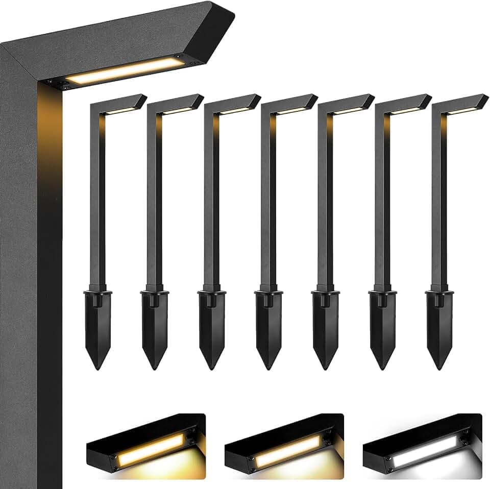 Gardencoin 3CCT LED Low Voltage Landscape Pathway Lights Black 4 Pack