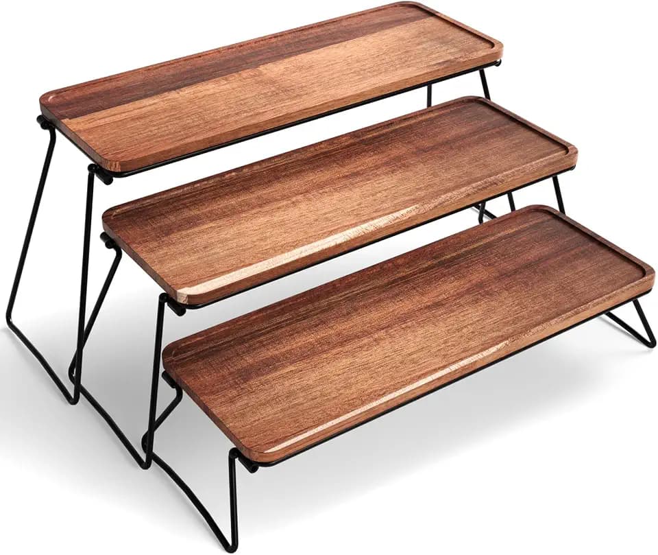 Fibogollo Servierständer Akazienholz 3-stöckig klappbar 40cm