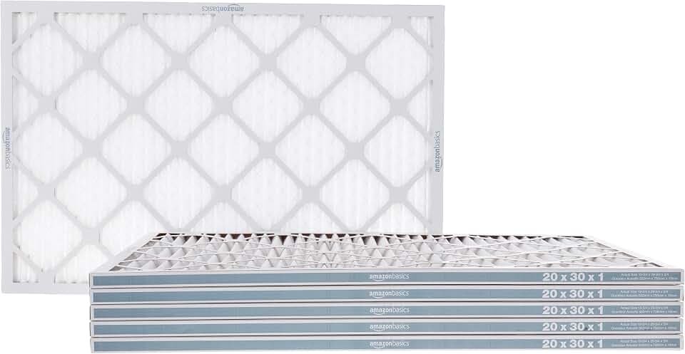 Amazon Basics 20x30x1 Air Filter 6-Pack, MERV 11 AC Furnace Filters, Removes Dust, Pet, Allergen Control , Electrostatic, Removes Lint and Pollen (Actual Size: 19.75" x 29.75" x 0.75")