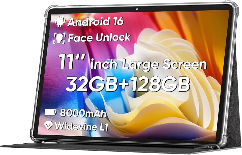 COLORROOM 2026 Android16 Tablet 11inch, Face Unlock,18W Fast Charging,Black
