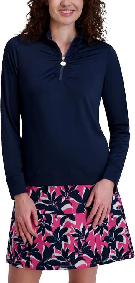 Stella Parker Women's Performance Mock Neck Quarter Zip Pullover – UPF 50+, Stretch Fabric