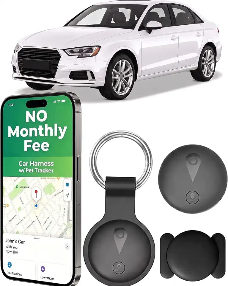 GPS Tracker for Vehicles, Real-Time Undetectable GPS Tracker for Car - No Monthly Fee & SIM Card for Hidden Magnetic GPS Locator for Android and iPhone, Ultra-Slim, IP68 Waterproof, Safe & Durable