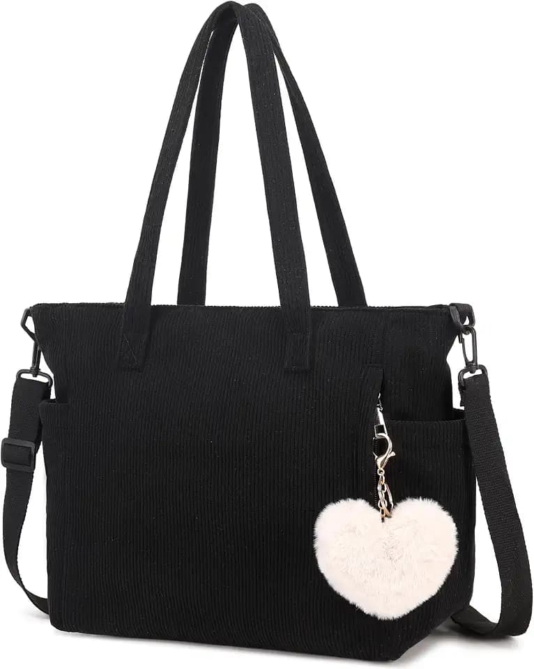 Makukke Cord Tote Bag Tasche Damen Umhängetasche Groß Shopper Handtasche Schultertaschen für Arbeit Büro Reisen Einkaufen Schule