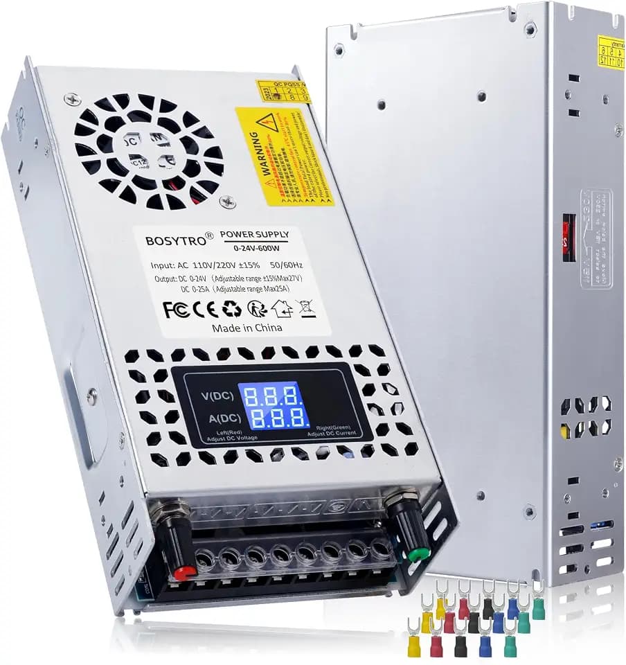 Einstellbar Schaltnetzteil AC 110V/220V to DC 0-24V Transformator 25A 600W Spannung Digitalanzeige DC 10A 15A 25A Geregeltes Switching Power Supply für 3D Drucker, CCTV Computer Labor