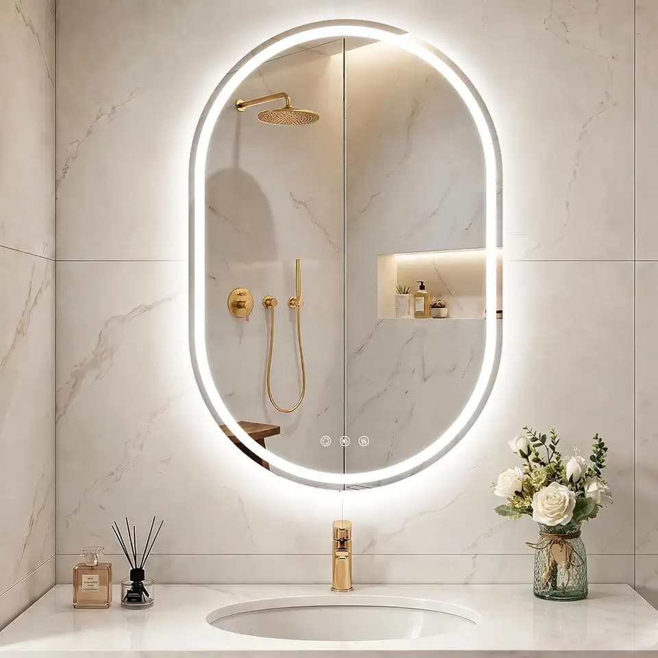 24x36'' Oval LED Lighted Bathroom Mirror with Lights