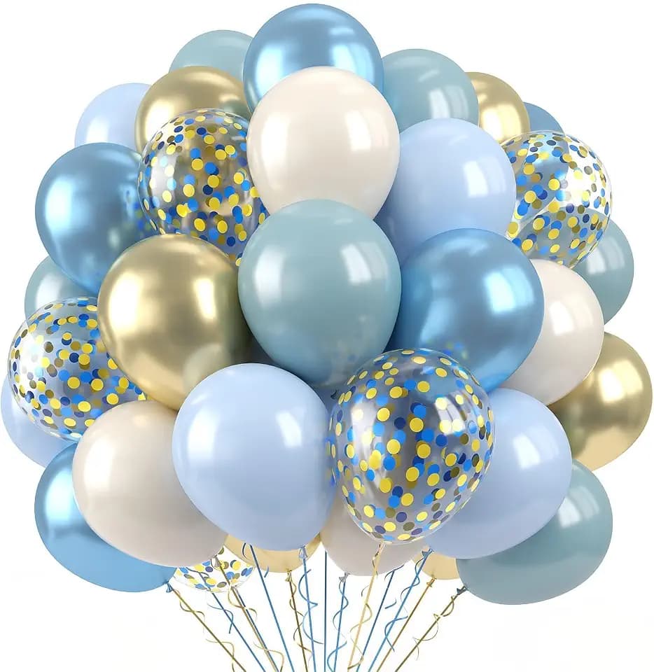 Paready Blue Gold Balloons, 60 Pcs Party Balloons for Boys Graduation