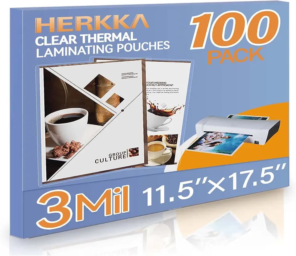HERKKA 100 Pack Laminating Sheets, Hold 11 x 17 Inch Sheet, 3 Mil Clear Thermal Laminating Pouches 11.5 x 17.5 Inch Lamination Sheet Paper for Laminator, Round Corner