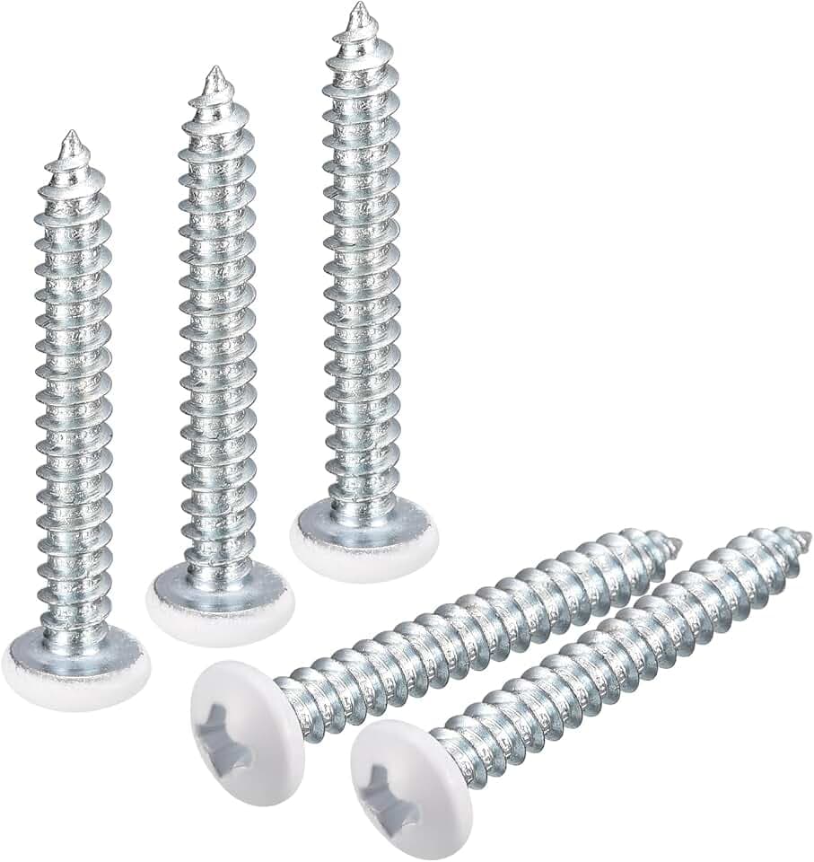 sourcing map ST4 x 30 mm weiße Schrauben selbstschneidende Schrauben, 100 Stück Flachkopf-Kreuzschlitz-Holzschrauben für Holzbearbeitung