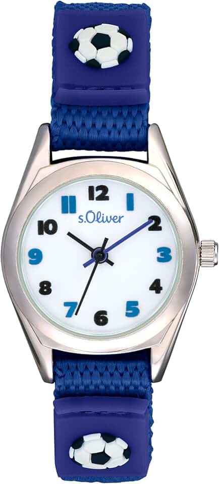 s.Oliver Armbanduhr Kinder, Quarzuhr Analog, mit Nylon/Textil Armband,3 bar Wasserdicht, Kommt in Uhren Geschenk Box
