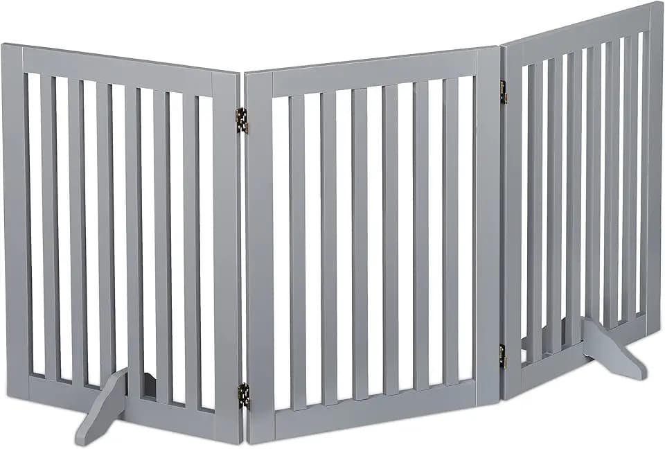 Relaxdays Absperrgitter, freistehendes Schutzgitter, 70 cm hoch, für Hunde, verschied. Größen, klappbar, Türgitter, grau