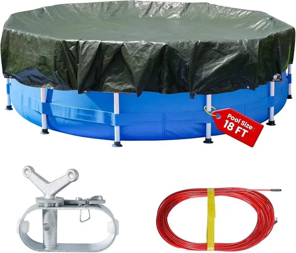 Round Above Ground Pool Cover UV-Resistant Green/Black 22ft