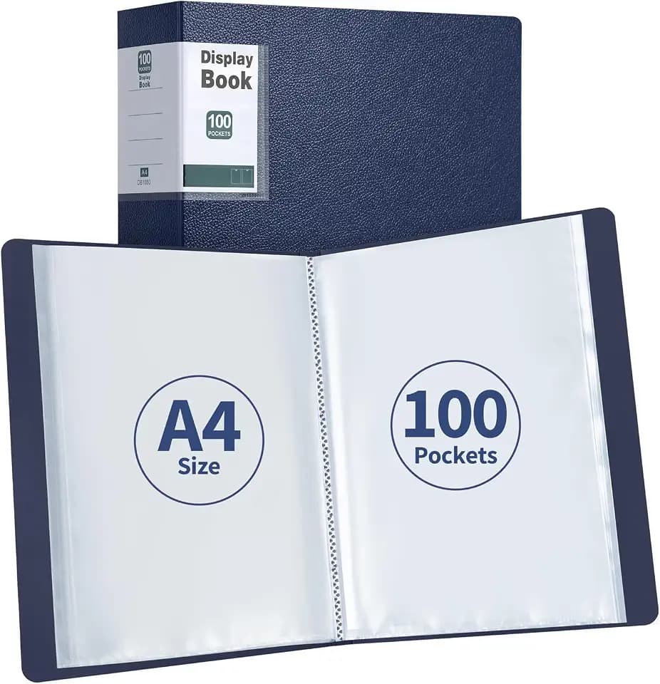 DONGLI 2 Stück Präsentationsmappe A4 mit 100 Transparente Taschen(Blau)
