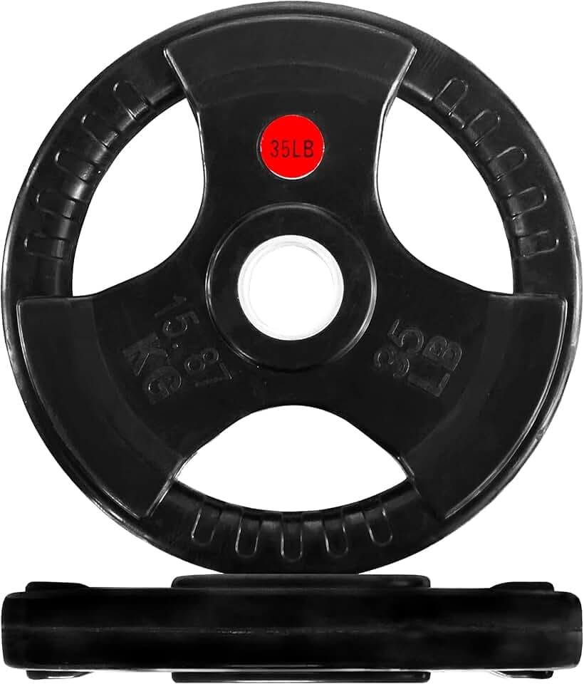 Fitvids Olympic Cast Iron 2-Inch Weight Plate for Strength Training & Weightlifting Home Gym, Multiple Weights Available