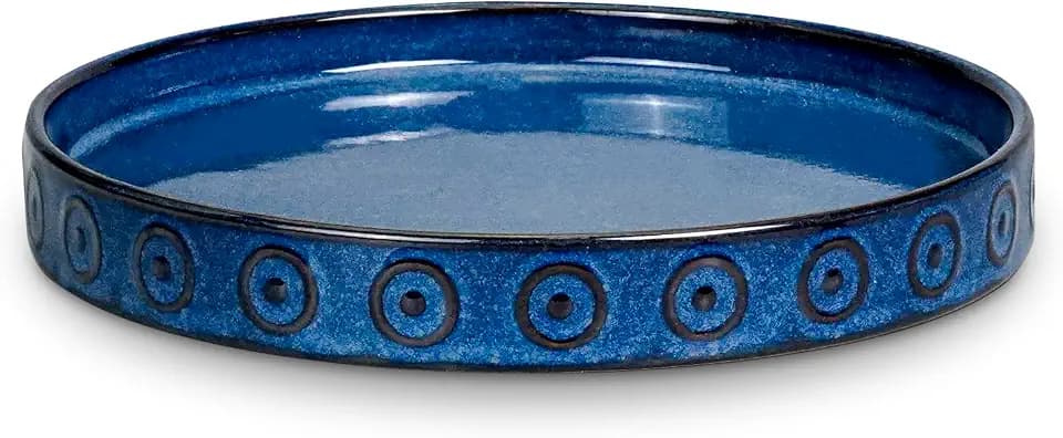 Eightpot Plant Saucer 9.3 Inch - Ceramic Plant Saucer for Indoors Outdoors Plant Water Catcher Tray Plant Drainage Tray Decorative Flower Pot Saucer Plant Plates Blue