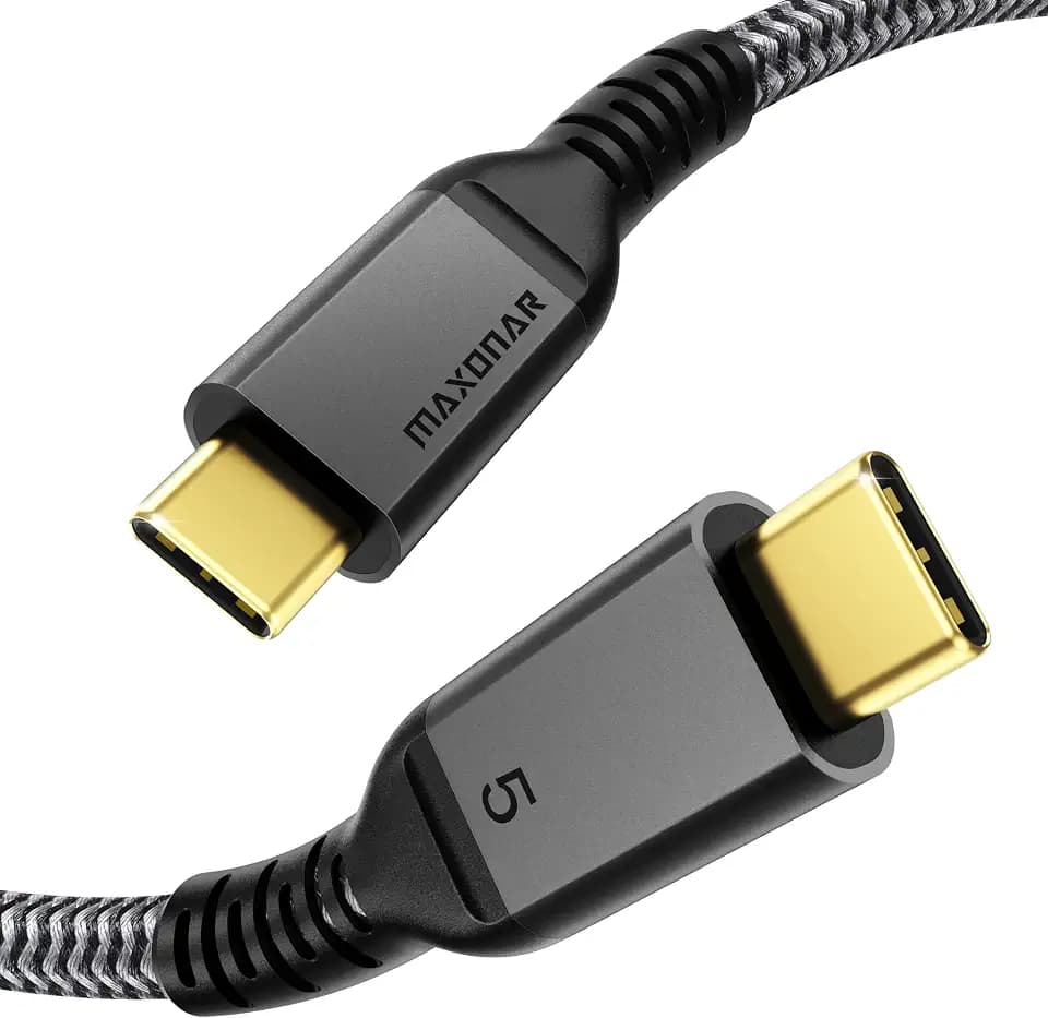 Maxonar 80Gbps Thunderbolt 5 Cable 3FT [Desktop-First], 240W PD 3.1 Fast Charging, 120Gbps Bandwidth for 16K/8K Video Editors & 3D Rendering Compatible with MacBook Pro, Studio Display, eGPU, Docks