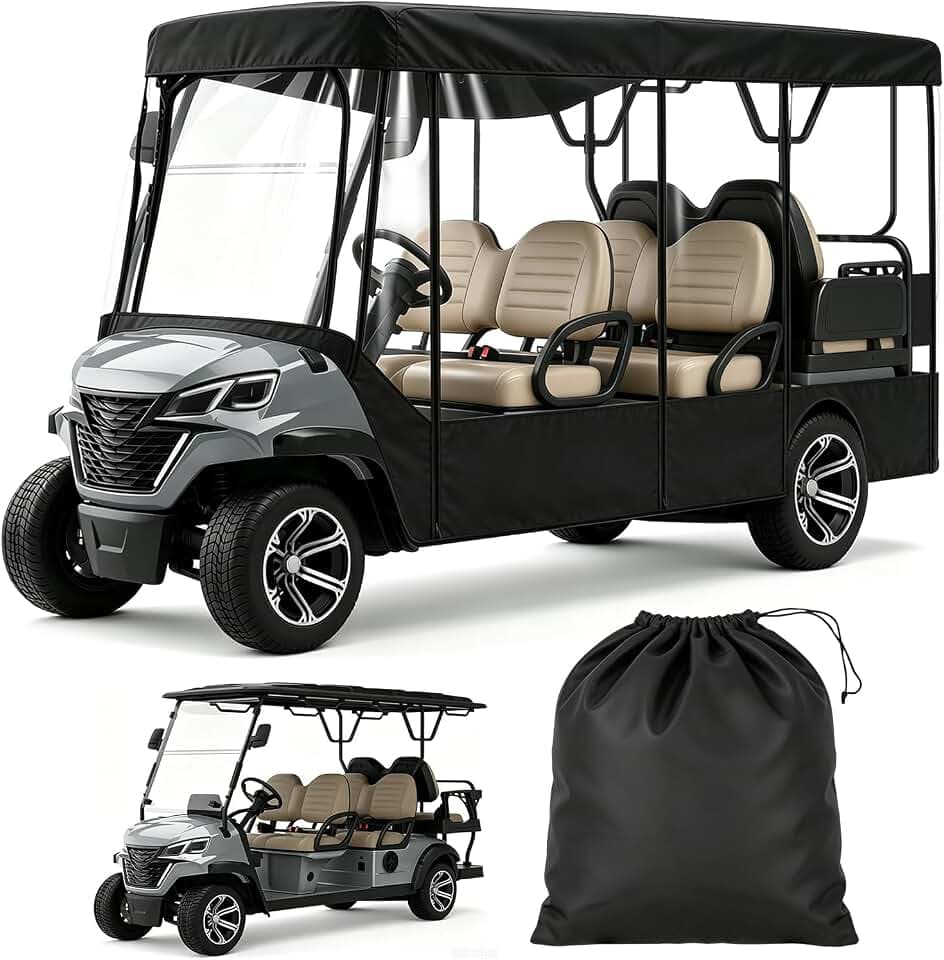 Golf Cart Covers 6 Passenger for Club Car & EZGO Roof 119" Roll-Up Doors