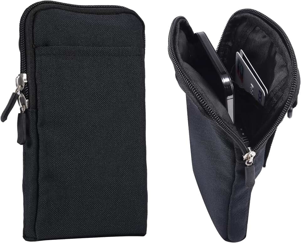 Handy Umhängetasche Herren Schwarz, Handy Gürteltasche mit Clip Herren