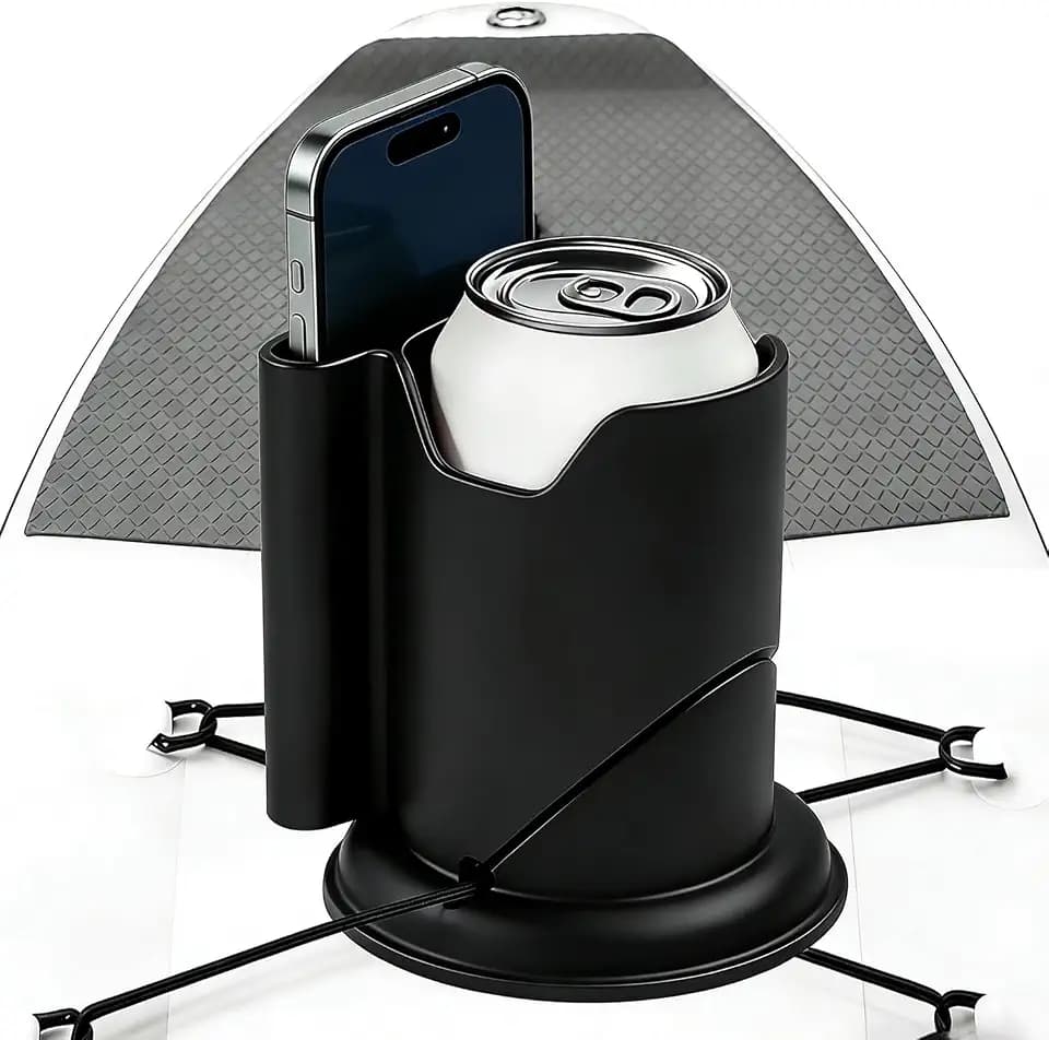 Paddle Board Cup Holder, 2-in-1 Kayak Cup Holder, Thickened Base Increased Stability, Paddle Board Accessories for SUPs, Canoes, Surfboards, Boats(Black)